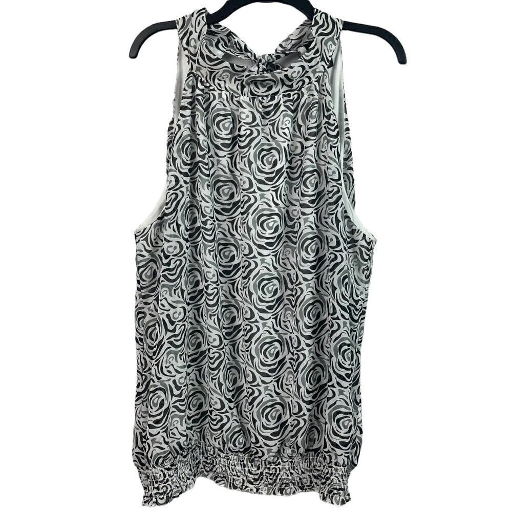 Lane Bryant Womens Lined Blouse Sleeveless Elastic Hem Black White 26/28W - Picture 1 of 8